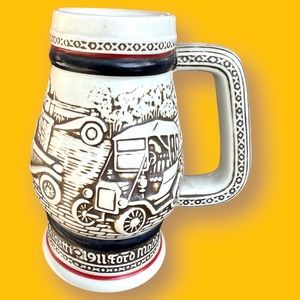 Vintage 1982 Avon Ceramic Stein Stanley Steamer 1936 MG Bugatti Ford Model T EUC
